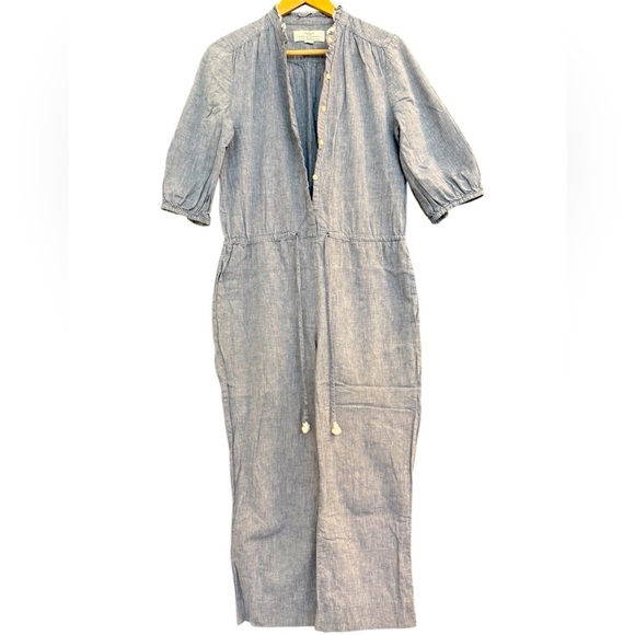 Trovata Birds of Paradise S Mint condition Chambray Blue Jumpsuit with wide leg - Picture 1 of 12